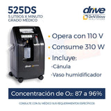 Concentrador De Oxigeno 5 Lts Drive Devilbiss  Con 2 Vasos