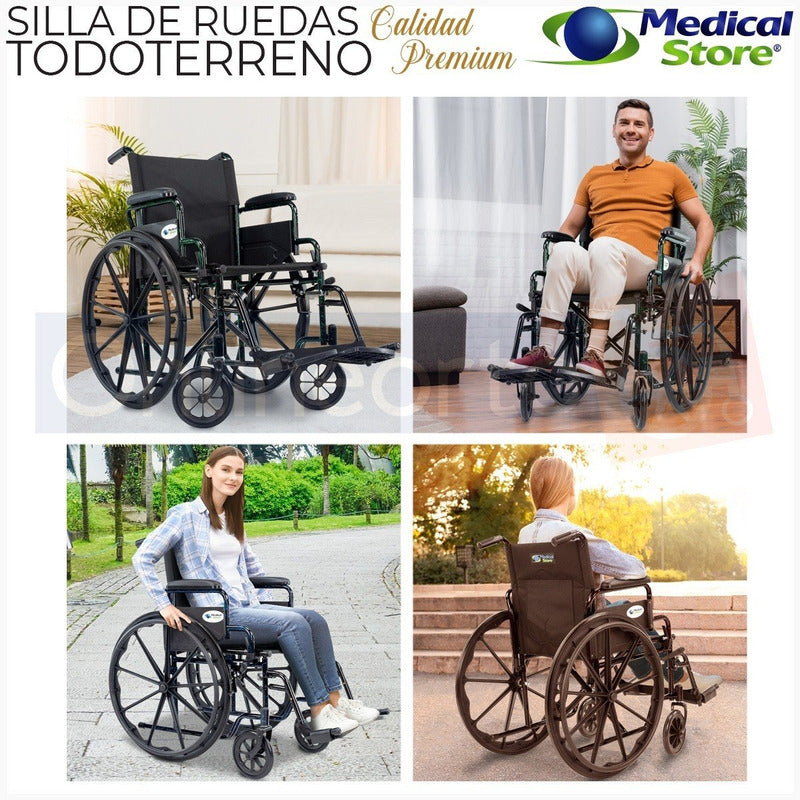 Silla De Ruedas Plegable Traslado Acero Ligera Todo Terreno