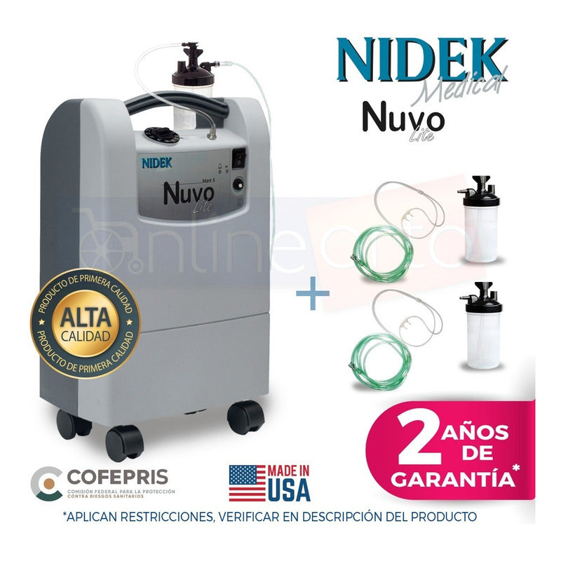 Concentrador Us Nuvo Lite 5 Lts Nidek Doble Vaso Cánula