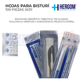 Hojas  Repuesto Para Bisturí  #21 Acero Inoxidable 100 Pz