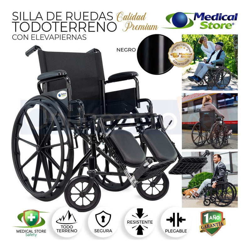 Silla De Ruedas Todo Terreno Compacta Plegable Acero