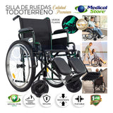 Silla De Ruedas Neumática Traslado Plegable Todo Terreno