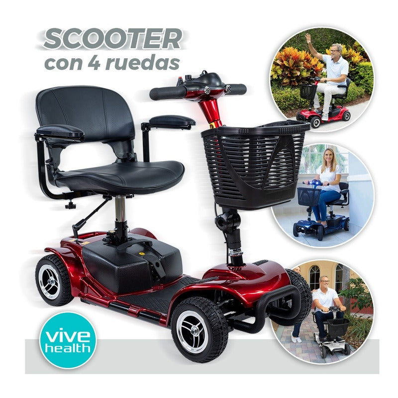 Silla De Ruedas  Scooter Eléctrica 4 Ruedas Batería De Lujo