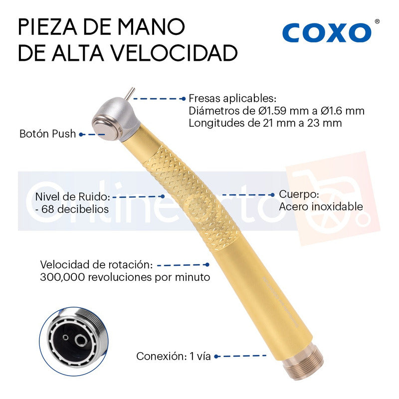 Pieza De Mano Dental Alta Velocidad Push Boton Colores