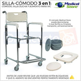 Silla Comodo 3 En 1 Baño Ducha Aumento Wc Ligero Aluminio