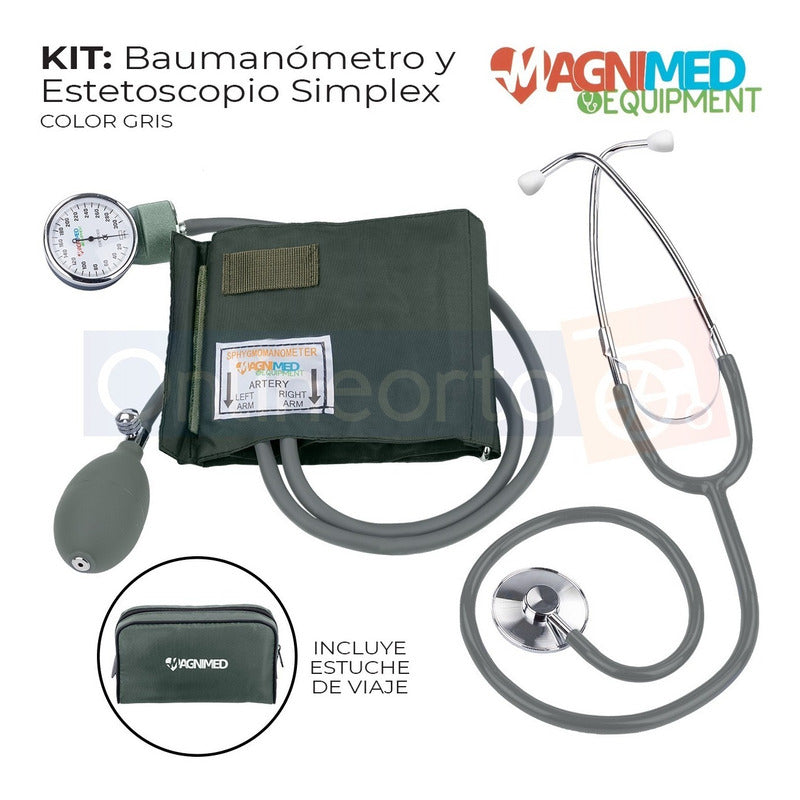 Kit Baumanometro Aneroide Estetoscopio Simple Varios Colores