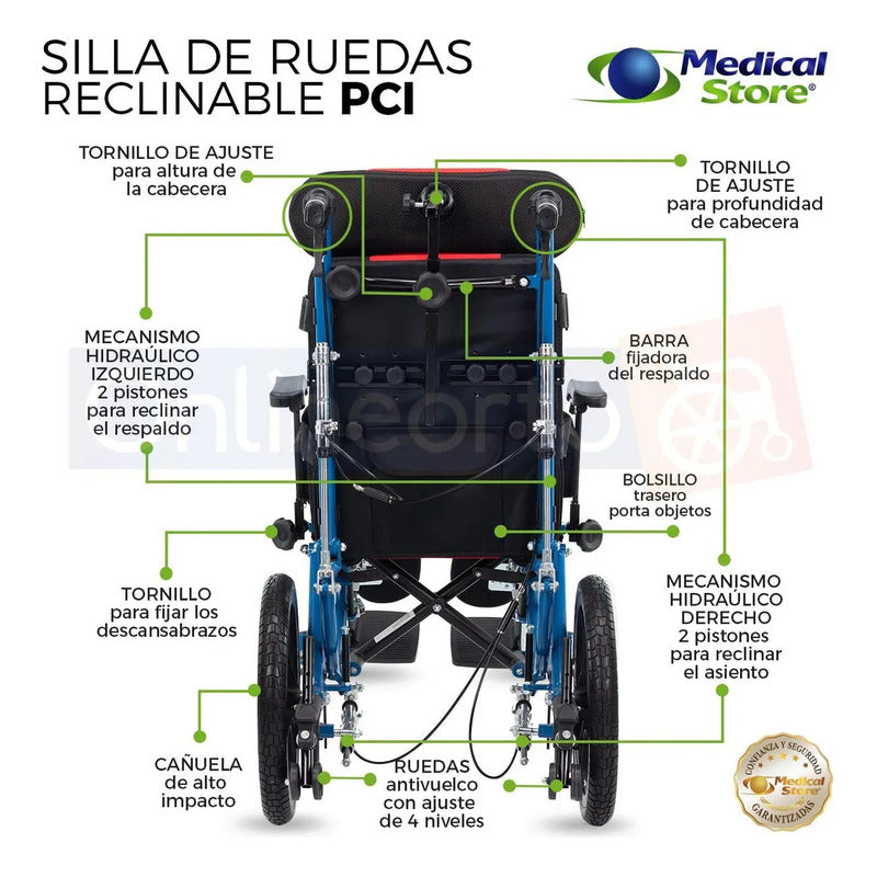 Silla De Ruedas Para Parálisis Cerebral Infantil Reclinable 180° Soporte Acolchado Plegable Segura Ergonómica Ajuste Piernas/torso Antivuelco