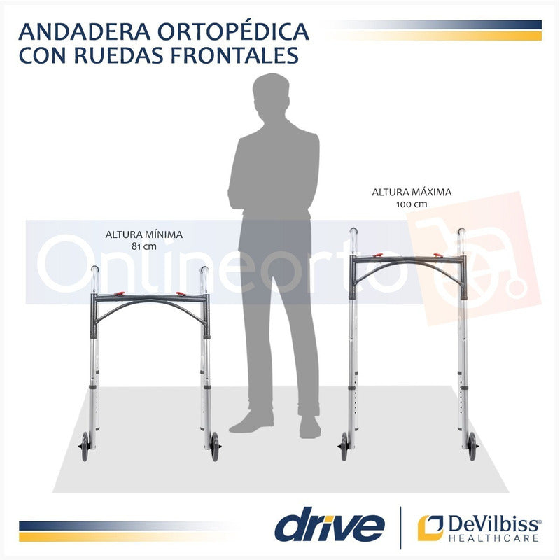 Andadera Ortopédica De Lujo Aluminio Ligera Con Ruedas Drive