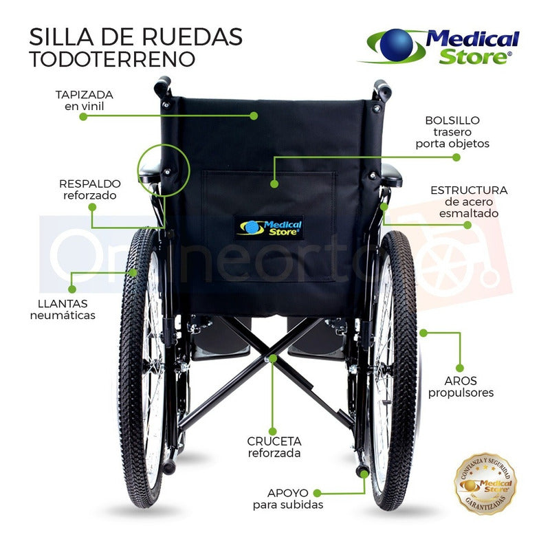 Silla De Ruedas Todo Terreno  Elevapiernas Neumatica Ligera