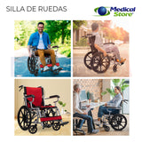 Silla De Ruedas Traslado Acero  Ligera Todo Terreno Plegable