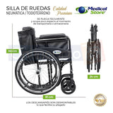 Silla De Ruedas  Traslado Plegable Ligera Compacta Con Freno