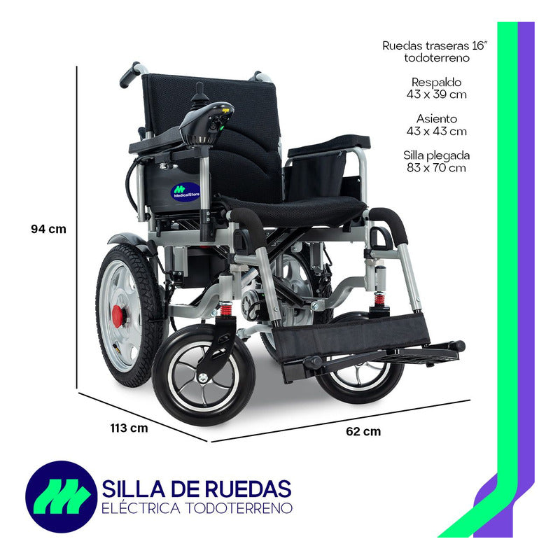 Silla De Ruedas Eléctrica Plegable Llanta Neumática