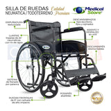 Silla De Ruedas  Traslado Plegable Ligera Compacta Con Freno