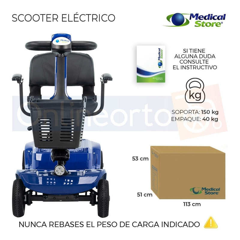 Silla De Ruedas Scooter Eléctrico  4 Ruedas Plegable Luz Led