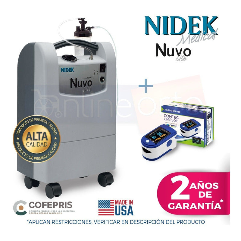 Concentrador De Oxigeno 5 Litros Nuvo Lite Nidek Mas Oximetr