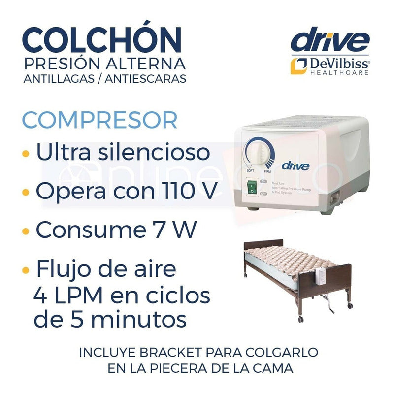 Colchon De Presión Aire Alterna Antilagas Antiescaras Drive