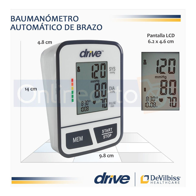 Baumanómetro Digital Automático Para Brazo Drive Bp3600dr