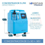 Concentrador De Oxigeno Longfian 5 Litros Estacionario