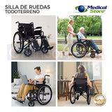 Silla De Ruedas Todo Terreno Compacta Plegable Acero