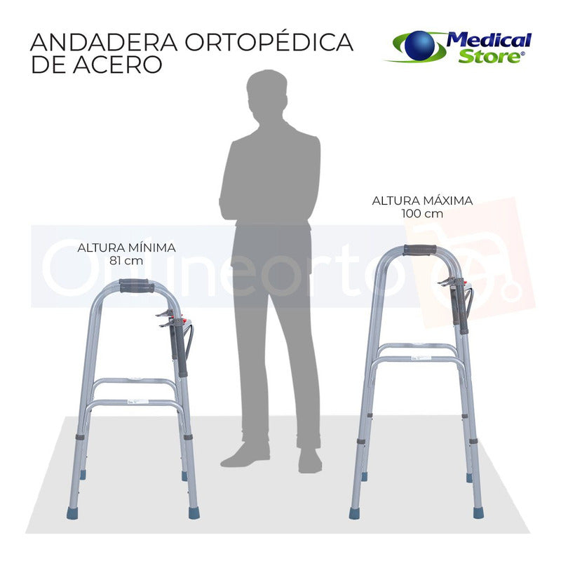 Andadera Ortopédica Acero Plegable Ajustable  Adulto