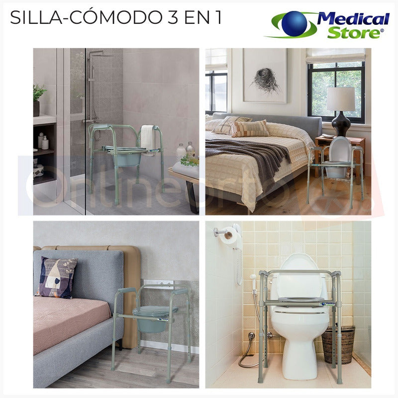 Silla Comodo Aumento Ducha Para Wc Baño Plegable 3en1 Drive