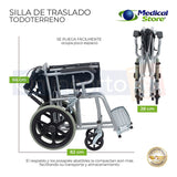 Silla De Ruedas Ligera  Plegable Traslado Compacta Con Freno