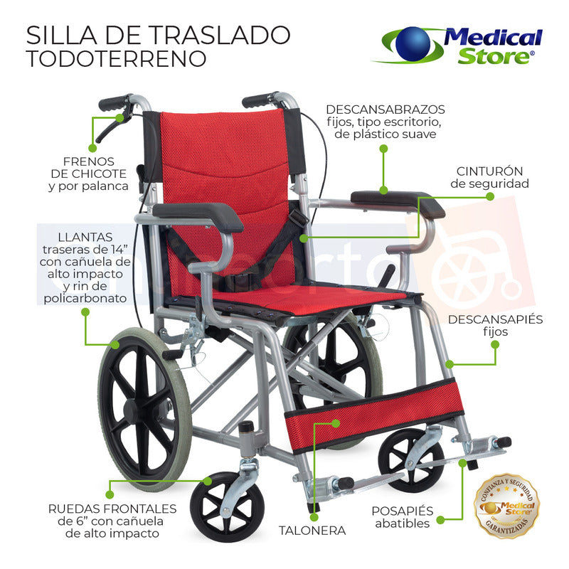 Silla De Ruedas De Lujo Plegable Compacta Todo Terreno Ms