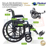 Silla De Ruedas Ligera Todo Terreno Acero Plegable Compacta