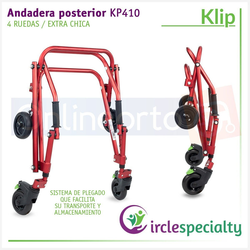 Andadera Posterior Klip Especializada Extra Chica 4 Ruedas