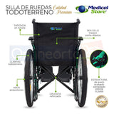 Silla De Ruedas Neumática Traslado Plegable Todo Terreno