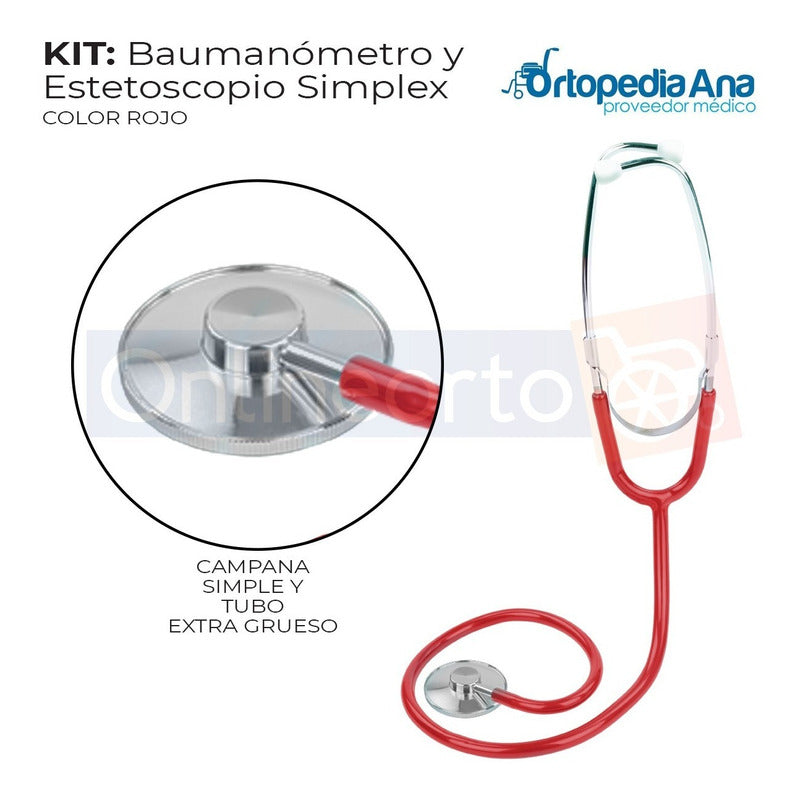 Baumanómetro Aneroide Kit Estetoscopio Una Campana Simple