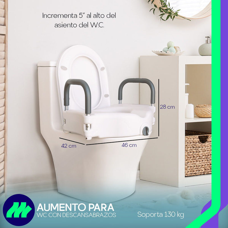 Aumento Asiento Extencion Para Wc Baño Seguro Apoya Brazos