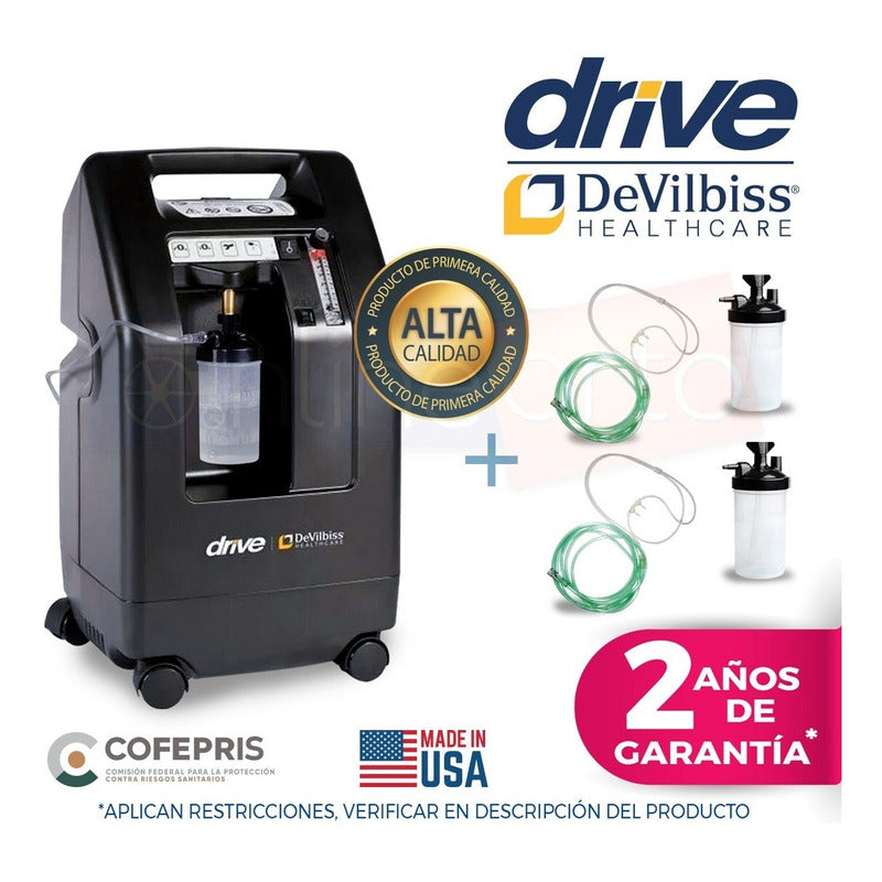 Concentrador De Oxigeno 5 Lts Drive Devilbiss  Con 2 Vasos