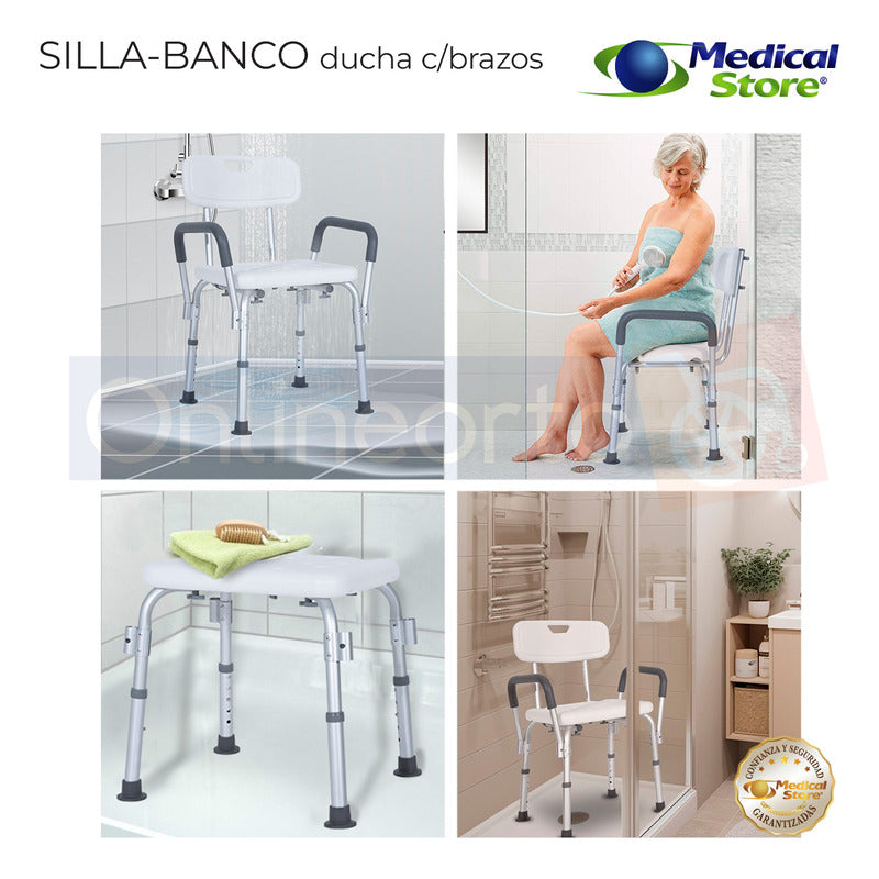 Silla Ducha Baño Ajustable Brazos Respaldo Drive Envio Grat.