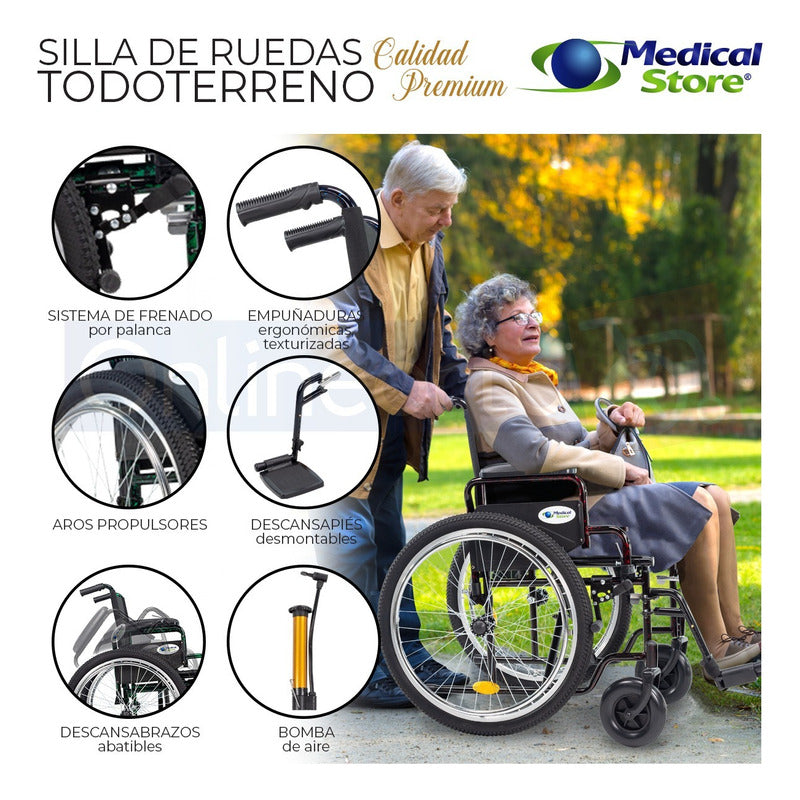 Silla De Ruedas Llantas Neumaticas De Lujo Todo Terreno