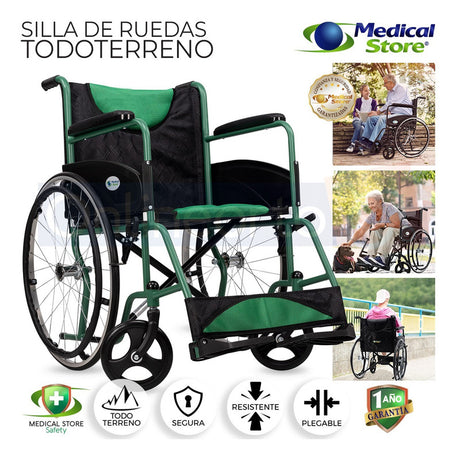 Silla De Ruedas Traslado Acero Plegable Ligera