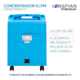 Concentrador De Oxigeno Longfian 5 Litros Estacionario