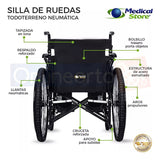 Silla Plegable De Ruedas Neumática Con Descansapiés