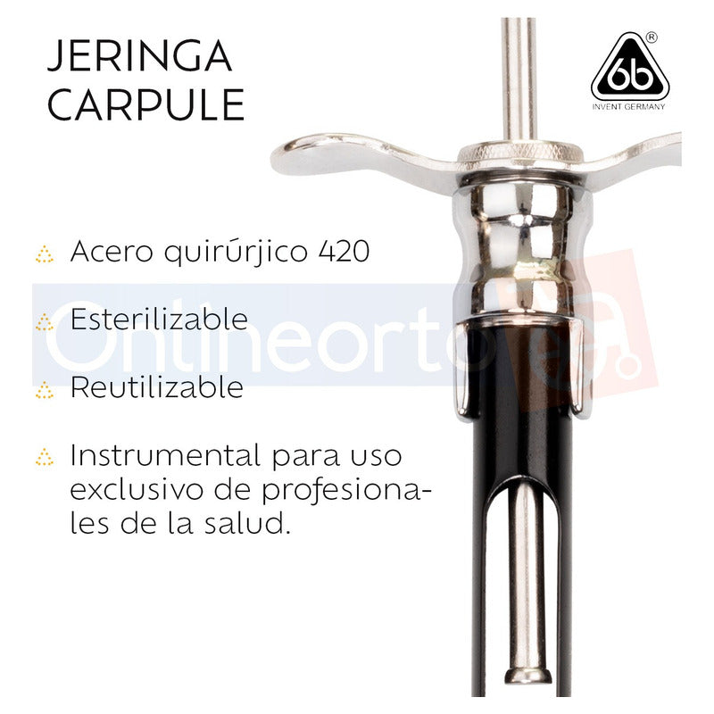 Jeringa Anestesia Carpule Dental Inoxidable Reusable Colors