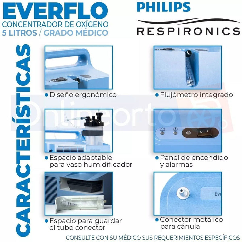 Concentrador De Oxígeno 5 Litros Everflo Philips Respironics