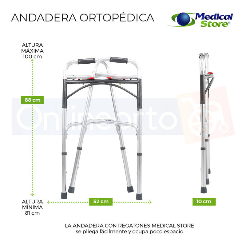 Andadera Aluminio Ortopedica Plegable Reforzada Adulto Drive