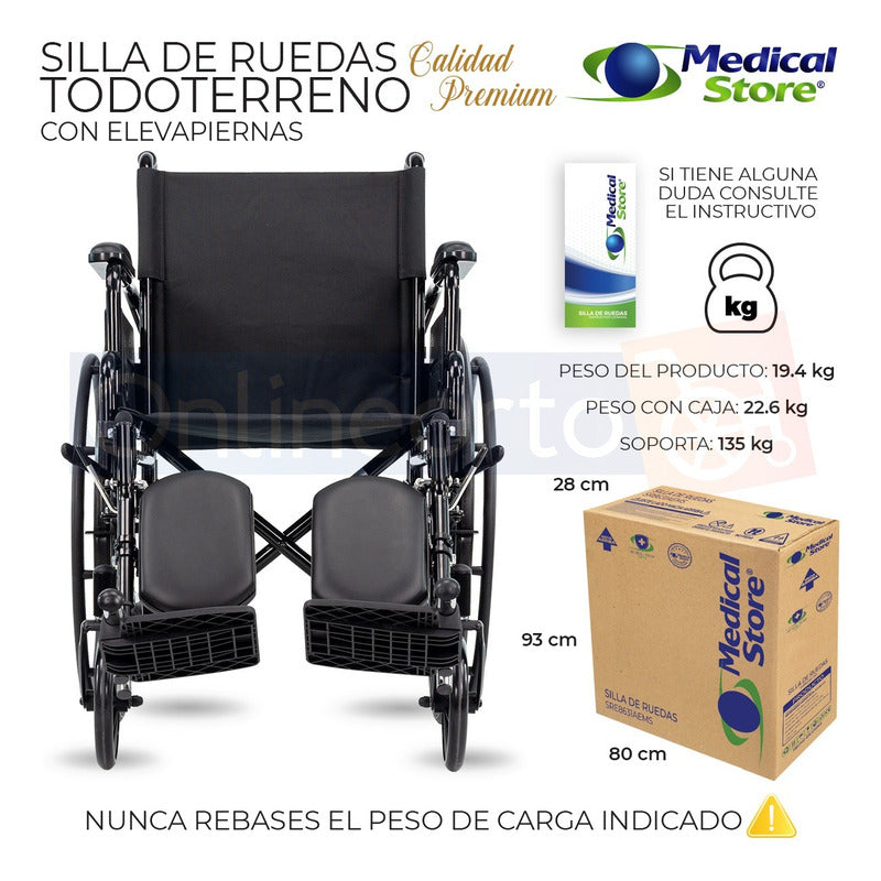 Silla De Ruedas Compacta Todo Terreno Plegable Acero