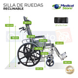 Silla De Ruedas Reclinable Cromada Lujo Marca Medical Store