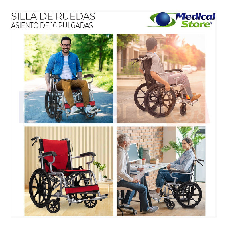 Silla De Ruedas Traslado Ligera Compacta Gris Medical Store
