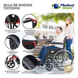 Silla De Ruedas Traslado Ligera Compacta Gris Medical Store