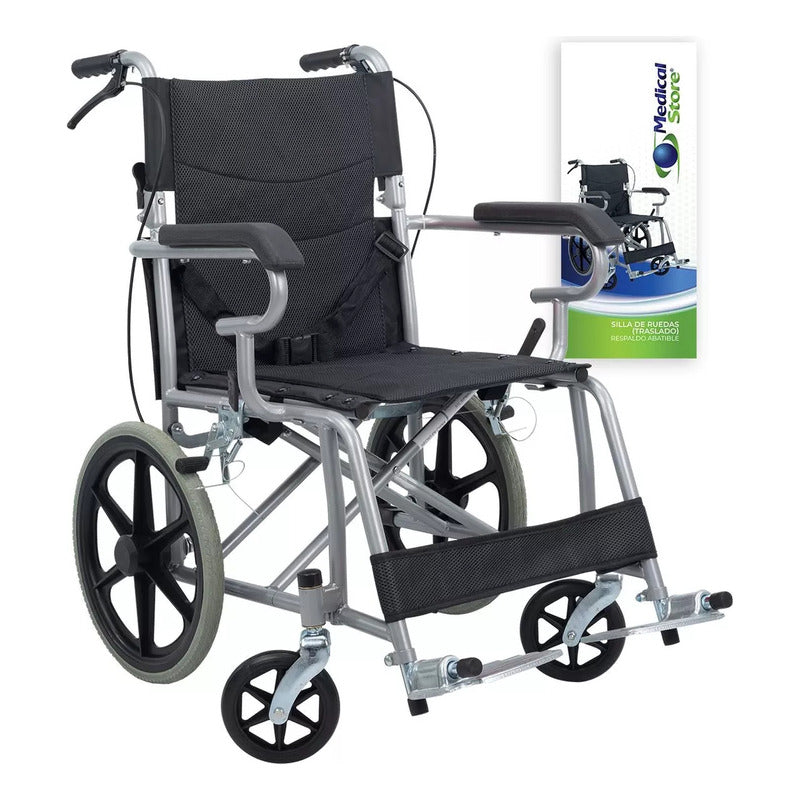 Silla De Ruedas Traslado Ligera Compacta Gris Medical Store