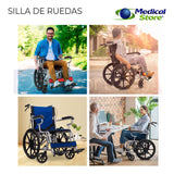 Silla De Ruedas  Traslado Plegable Ligera Compacta Con Freno