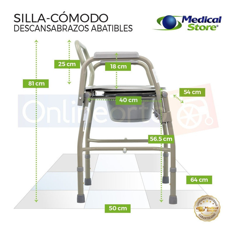 Silla Comodo Aumento Ducha Para Wc Baño 3 En 1 Medical Store