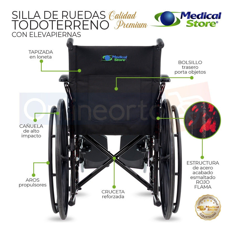 Silla De Ruedas Compacta Todo Terreno Plegable Acero