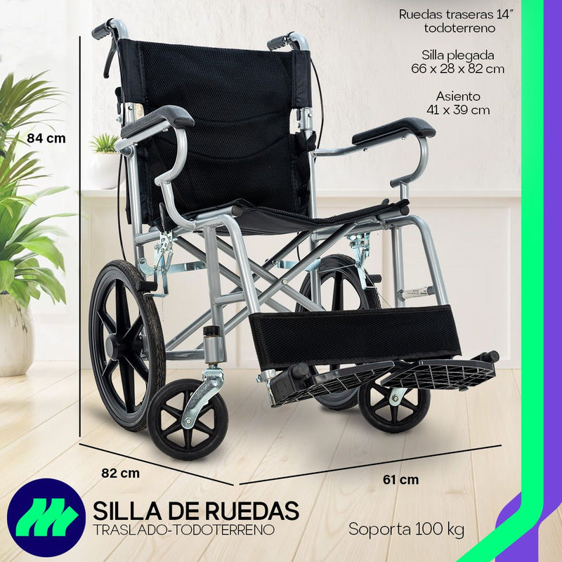 Silla De Ruedas De Lujo Plegable Compacta Todo Terreno Ms